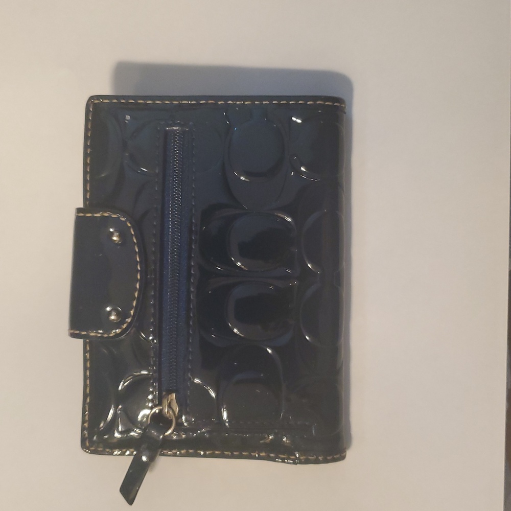 Coach Blue Patent Leather Wallet with Signature Gloss - Picture 3 of 7